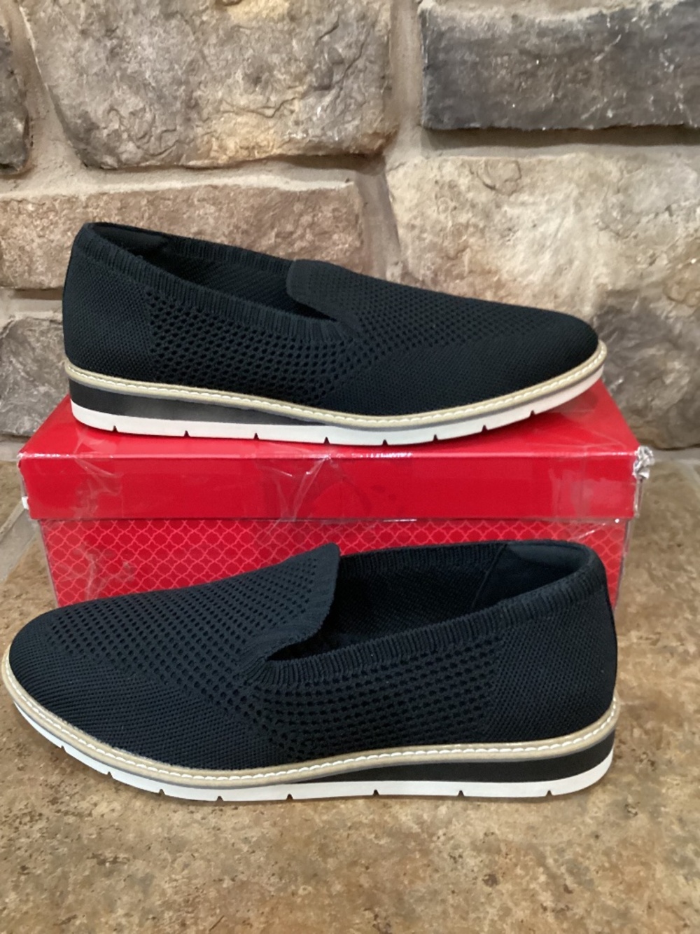 Kelly & Katie Lexine Black Wedge Slip On Women Size 9.5 M NIB